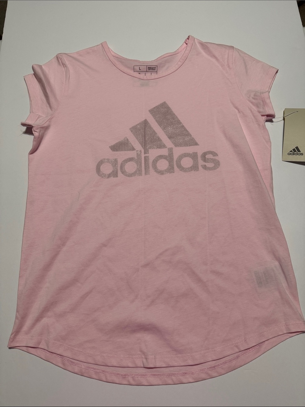 adidas Pink Tee with Metallic Logo